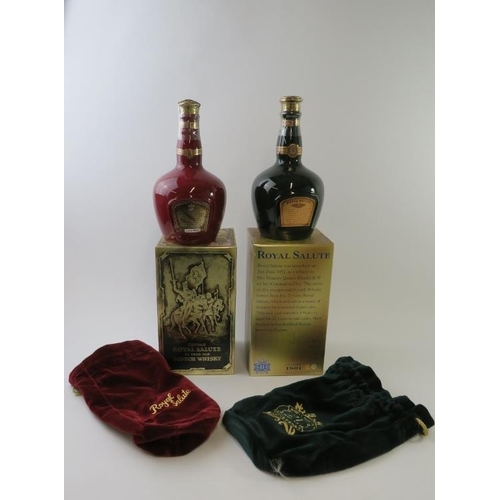 295 - 2 bottles: 1 bottle of Chivas Brothers Royal Salute 21 year old Scotch whisky Emerald Flagon, boxed,... 