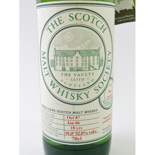 322 - A bottle of The Scotch Malt Whisky Society single malt Scotch whisky. Distilled in 1987, aged in oak... 