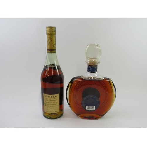 341 - Three bottles of Cognac to include: 1 litre of Camus Grande VSOP Cognac 40% vol, one bottle of Henne... 