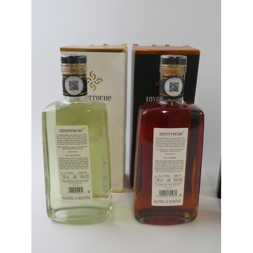 342 - Two bottles of Inverroche South African Gin, Verdant and Amber, 70cl 43% vol, and three miniature gi... 