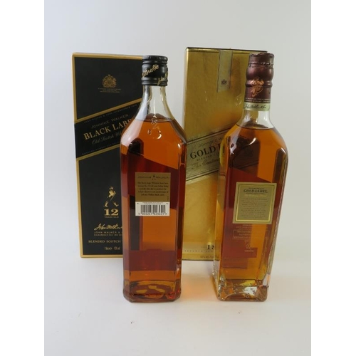 344 - 2 bottles: One litre bottle of Jiohnnie Walker Black Label 12 year old blended Scotch whisky, 100cl,... 