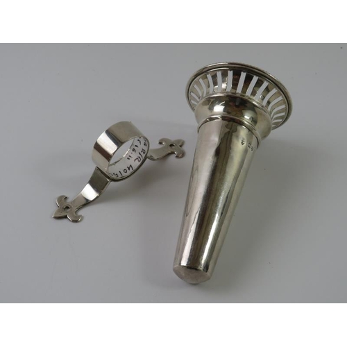 351 - An Edwardian silver car posy holder, possibly from a Rolls Royce. Hallmarked for Chester 1909, maker... 