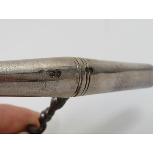 361 - A silver handled two part 'Roundlet' travel corkscrew. Hallmarked for London 1866, maker's mark indi... 