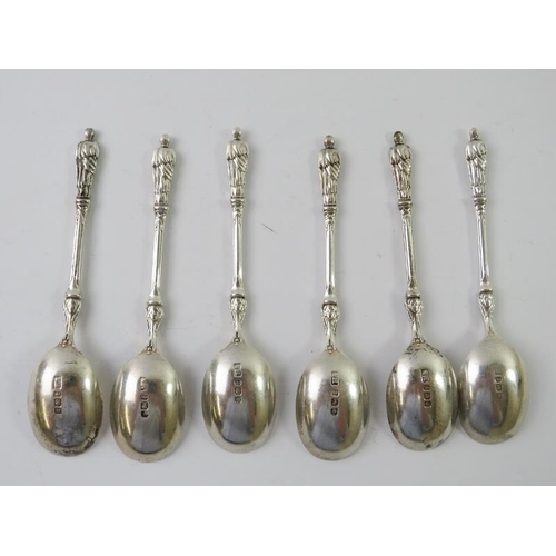 418 - A set of six silver apostle teaspoons, hallmarked for Birmingham 1898, maker Atkin Bros. gross weigh... 