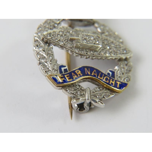 455 - Regimental interest: A fully diamond set and white gold Royal Tank Regiment sweetheart brooch with e... 