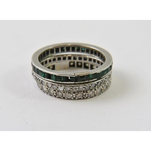 457 - A precious white metal and diamond full eternity ring, testing platinum; and two other similar etern... 