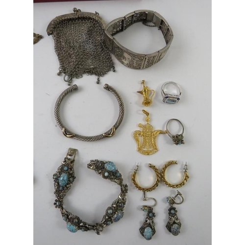 490 - A collection of paste and silvery metal jewellery, 345gms gross approx