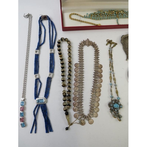 490 - A collection of paste and silvery metal jewellery, 345gms gross approx