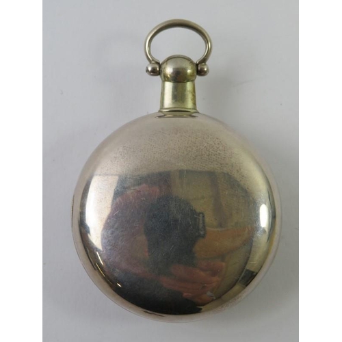 493 - BARWISE: A George III silver hunter keywind duplex pocket watch, signed Barwise, London, 4958, fusee... 