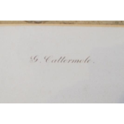 517 - An unframed watercolour G. Cattermole mono GC 1852 lower left. 21.5cm x 33cm (approx).
Condition rep... 