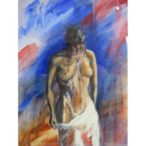 519 - J.P. McLaughlin (b.1959) - 'Female nude', acrylic, signed, label verso for Paisley picture frames & ... 