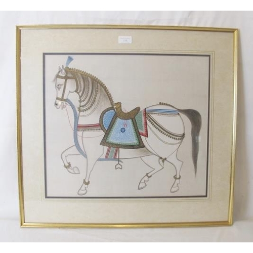 538 - A framed and glazed original painting on linen.  Study of an Indian horse. 42cm x 48cm.
Condition re... 