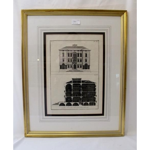 541 - A set of five framed and glazed Architectural Etchings. 37cm x 26cm approx.
Condition report: good c... 