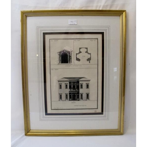 541 - A set of five framed and glazed Architectural Etchings. 37cm x 26cm approx.
Condition report: good c... 