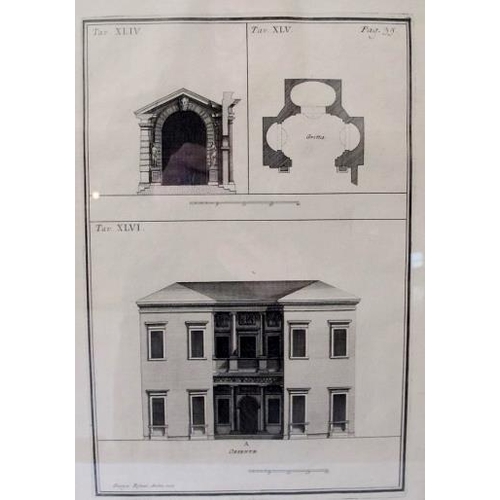 541 - A set of five framed and glazed Architectural Etchings. 37cm x 26cm approx.
Condition report: good c... 