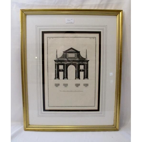 541 - A set of five framed and glazed Architectural Etchings. 37cm x 26cm approx.
Condition report: good c... 