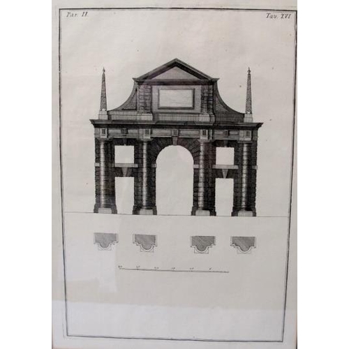 541 - A set of five framed and glazed Architectural Etchings. 37cm x 26cm approx.
Condition report: good c... 