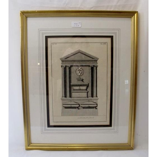 541 - A set of five framed and glazed Architectural Etchings. 37cm x 26cm approx.
Condition report: good c... 