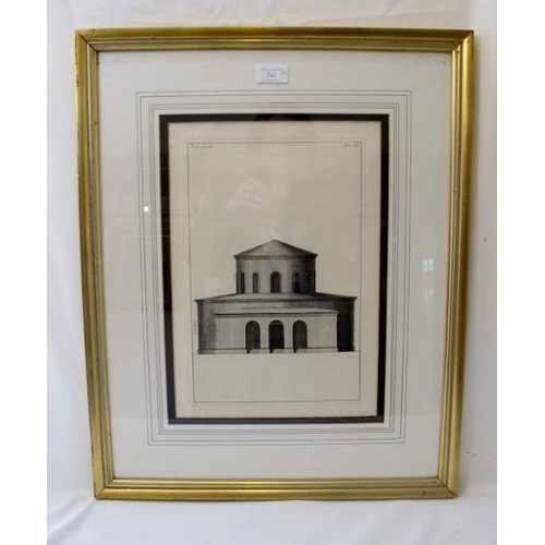 541 - A set of five framed and glazed Architectural Etchings. 37cm x 26cm approx.
Condition report: good c... 