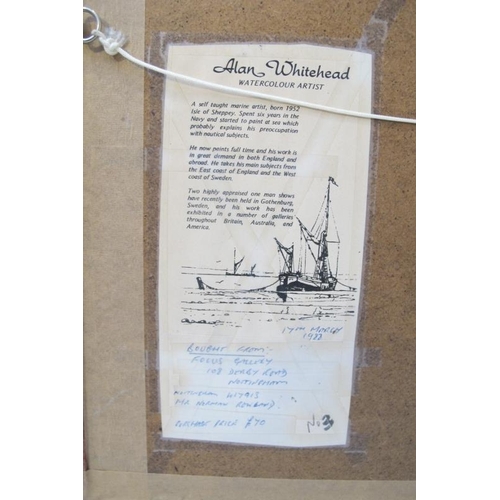 543 - Alan Whitehead, born 1952 Isle of Sheppey. Framed and glazed, boats in full sail. Signed Alan Whiteh... 