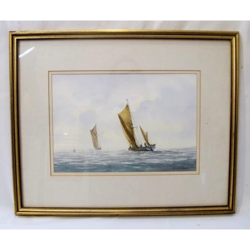 544 - Alan Whitehead, born 1952, Isle of Sheppey, framed and glazed, boats in full sail, signed lower righ... 