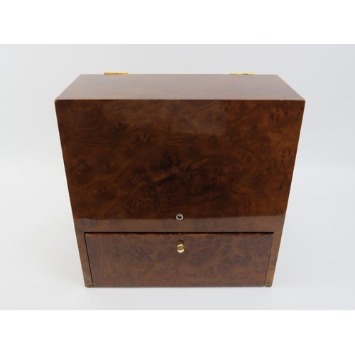 90 - A Hillwood of London simulated burr walnut watch box with two rotating watch winders. Lower internal... 