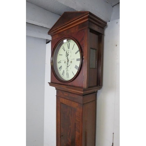 705 - A 19th century mahogany 8-day longcase clock by C. Saunders of Glasgow, the plain architectural pedi... 