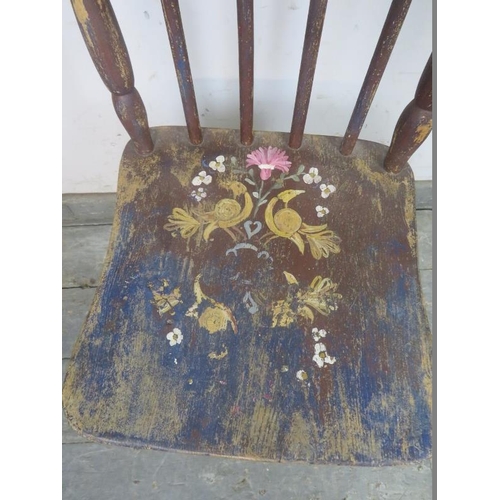 769 - An antique child's chair, hand-painted with polychrome decoration in the Scandinavian folk art style... 