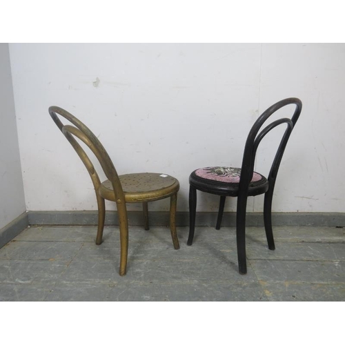 779 - Two antique bentwood child’s chairs, one ebonised and the other painted gold. H62cm W32cm D39cm (app... 