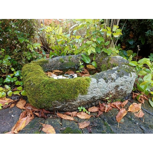 847 - Two ancient hand-hewn stone garden troughs, both with extensive mossy deposits.
Largest H33cm W77cm ... 