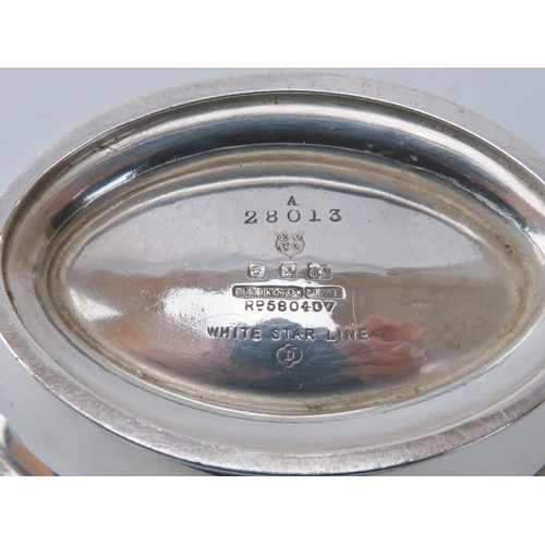 103 - Maritime: A pair of White Star Line Elkington & Co silver plated salts, circa 1913. Each engraved wi... 