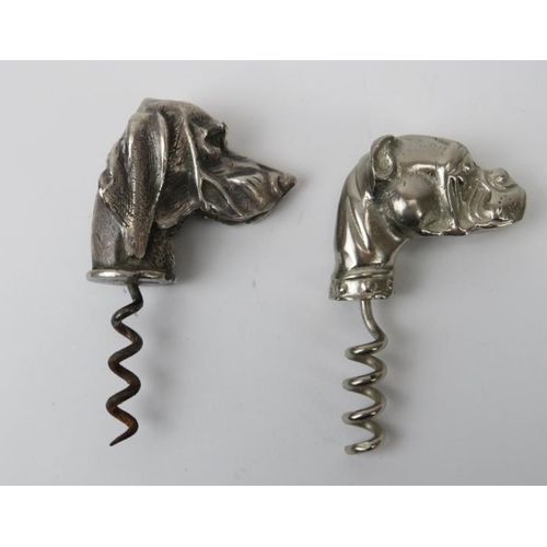 108 - Two vintage novelty white metal dog hounds head corkscrews. 10.2 cm length, 9.1 cm length.
Condition... 