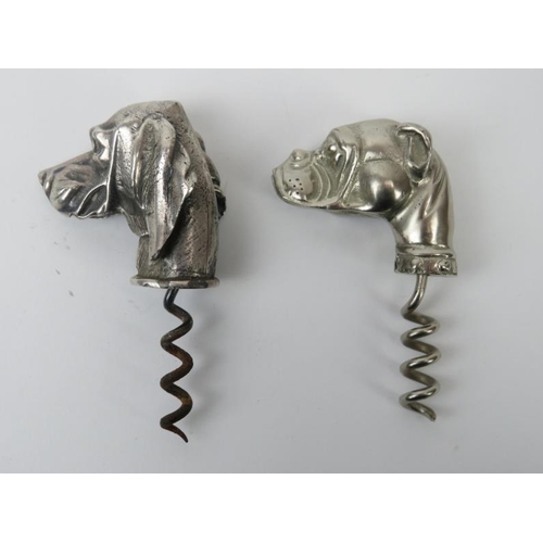 108 - Two vintage novelty white metal dog hounds head corkscrews. 10.2 cm length, 9.1 cm length.
Condition... 