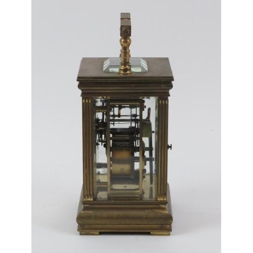 109 - A French parcel gilt carriage clock by Richard & Cie of Paris, late 19th century. Key included. 17.5... 