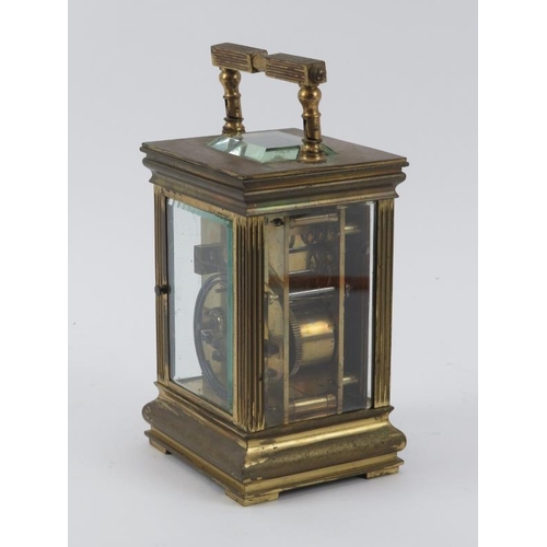 109 - A French parcel gilt carriage clock by Richard & Cie of Paris, late 19th century. Key included. 17.5... 