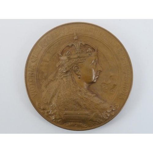 115 - Sir Alfred Gilbert (1854-1934) bronze medallion for the Art Union of London commemorating Queen Vict... 