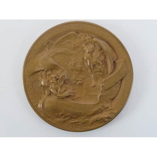 115 - Sir Alfred Gilbert (1854-1934) bronze medallion for the Art Union of London commemorating Queen Vict... 