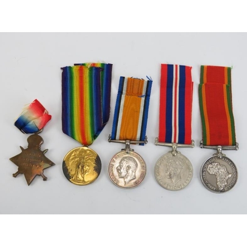 163 - A group of three WWI medals and a group of two WWII medals. WWI medals awarded to ‘K 18351 F.T. MEPH... 