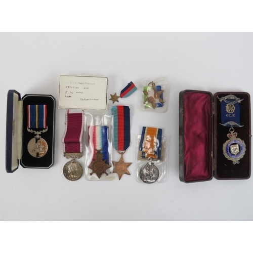 164 - A group of unrelated WWI, WWII medals, National service medal and a silver Buffalo Lodge medal. (8 i... 