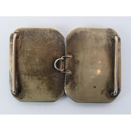 206 - A Japanese satsuma silver backed porcelain belt buckle, a gilt metal belt buckle and a Scottish silv... 