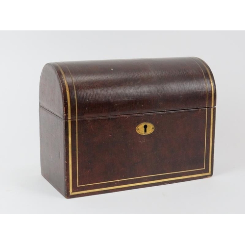 214 - A gilt tooled leather dome topped stationery box, late 19th/early 20th century. With compartmented i... 