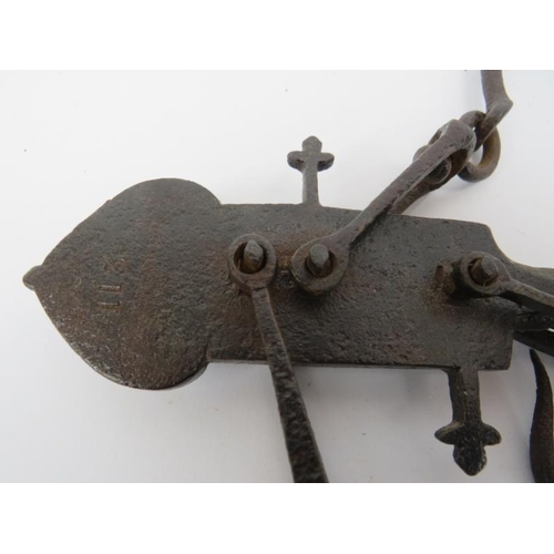 235 - An antique set of iron steelyard scales, 18th/19th century. 49.7 cm length. 
Condition report: Some ... 