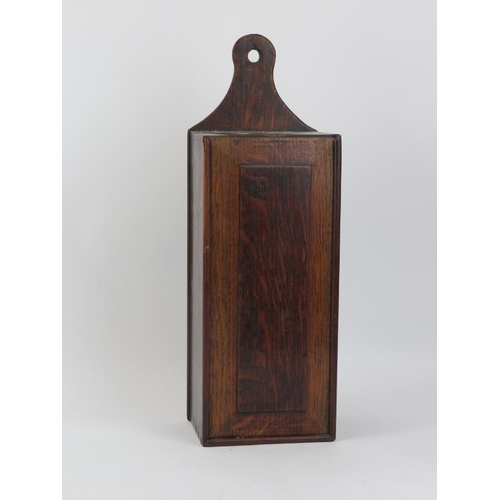 249 - An oak wall hanging candle box, 19th century.
Condition report: Some age related wear as illustrated... 