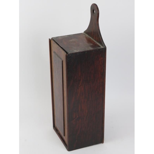 249 - An oak wall hanging candle box, 19th century.
Condition report: Some age related wear as illustrated... 