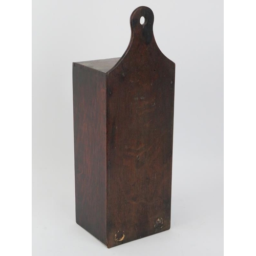 249 - An oak wall hanging candle box, 19th century.
Condition report: Some age related wear as illustrated... 