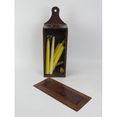 249 - An oak wall hanging candle box, 19th century.
Condition report: Some age related wear as illustrated... 