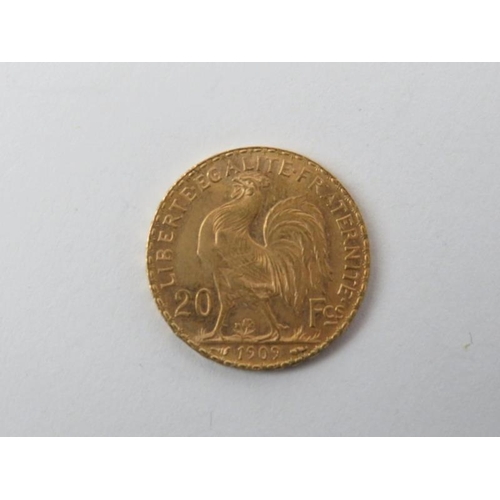 278 - A French 21.6ct gold twenty franc coin. 2.1 cm diameter. Weight: 6.5 approx grams.
Condition report:... 