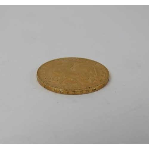 278 - A French 21.6ct gold twenty franc coin. 2.1 cm diameter. Weight: 6.5 approx grams.
Condition report:... 