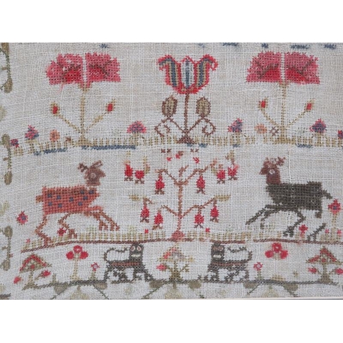 31 - A Georgian needlework sampler, dated 1808. By Sarah Stevenage, dated January 7, 1808. Framed and gla... 