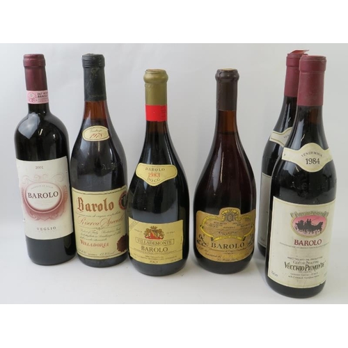 327 - Six mixed bottles of Barolo including 2 bottles Vecchio Piemonte 1984, 1 bottle of Veglio 2001, and ... 